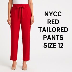 NYCC Red High-Waisted Tailored Pants Size 12